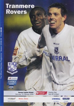 Tranmere Rovers v Leyton Orient Match Programme 2009-02-07